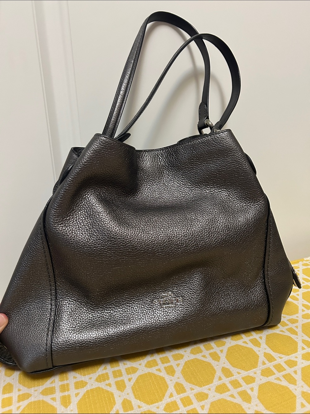 Coach Metallic Gray Hobo Shoulder Bag F1880-87399 - Excellent Condition!